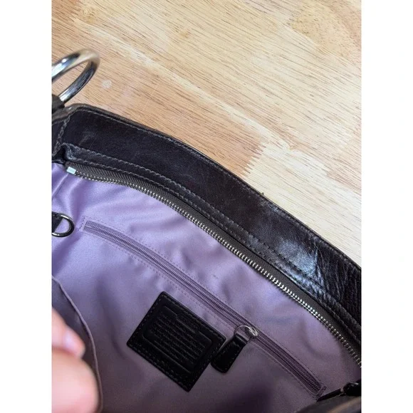 Coach Signature Jacquard Brown Leather Trim Hobo Shoulder Bag Monogram Canvas - Picture 12 of 16